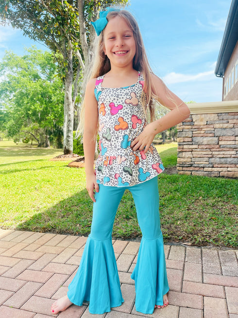 Mouse Balloon Flare Pants Set with Matching Bow - Bowtism